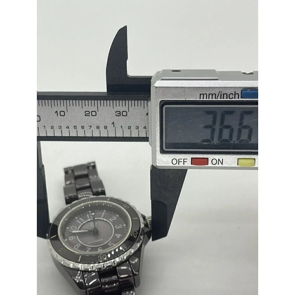 Isaac Mizrahi Live Women's Chocolate Ceramic Quartz Wristwatch Arabic Round 3ATM